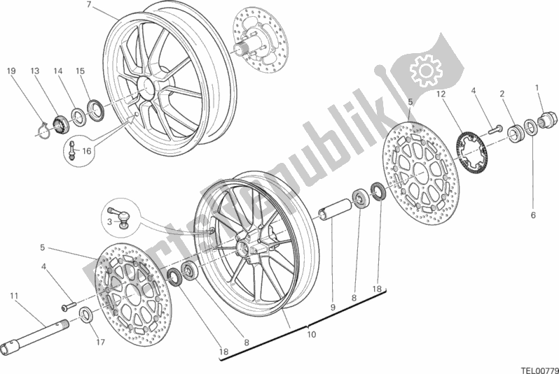 Tutte le parti per il Ruota Anteriore E Posteriore del Ducati Hypermotard Hyperstrada Brasil 821 2016